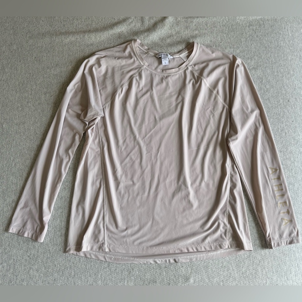 Athleta Light Beige Long Sleeve Performance Tee